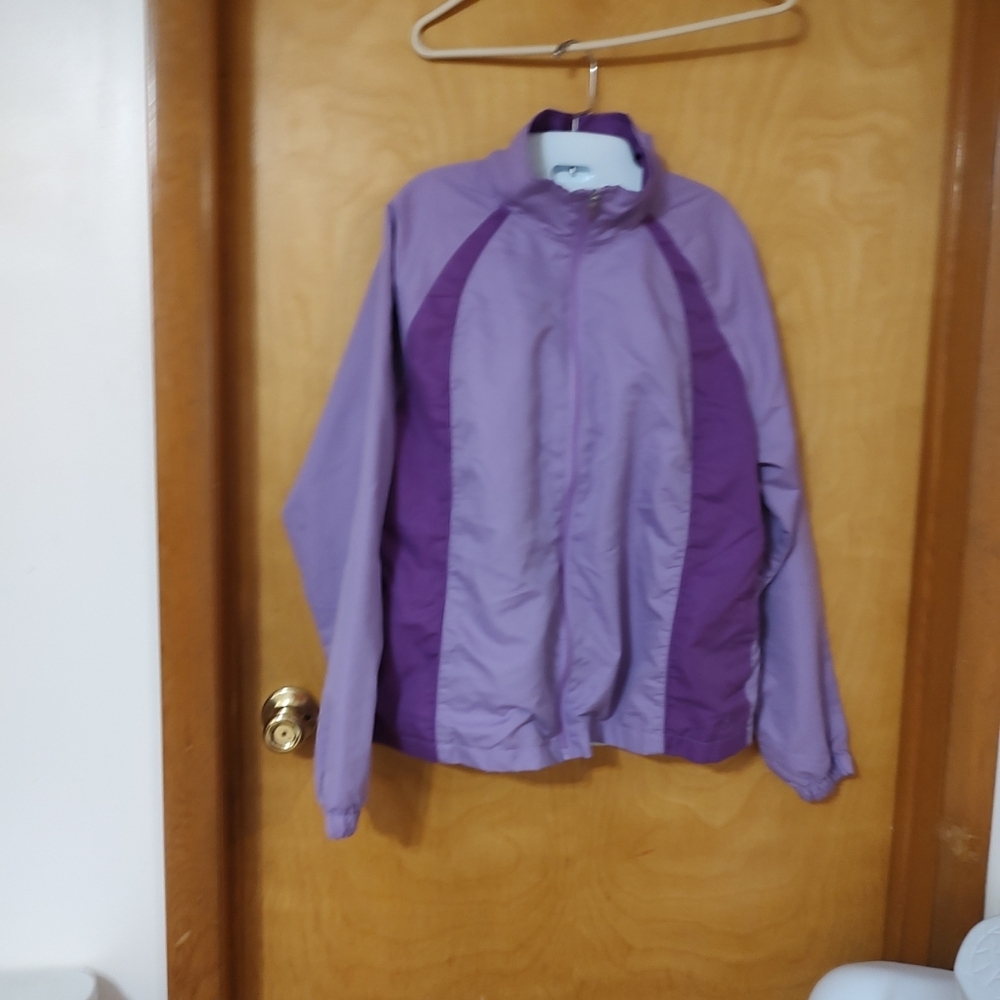Danskin Now Women's windbreaker XL (16/18) Purple on Purple Full Zip Mesh Lined